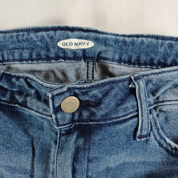 Old Navy Jeans Highrise Wide Leg Ankle Length Medium Wash Raw Hem Size 10T - Picture 7 of 11